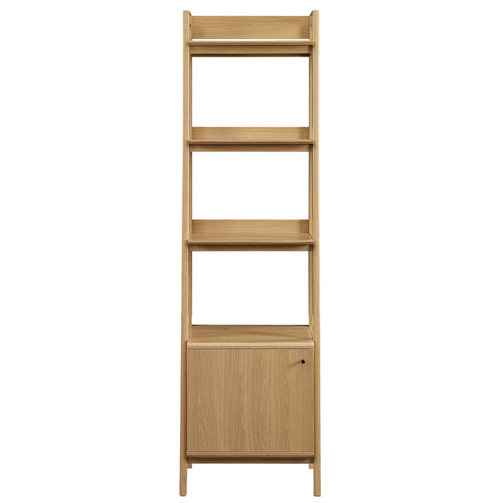 Teak Tiered Bookshelf with Concealed Storage - Oak Denmark Home
