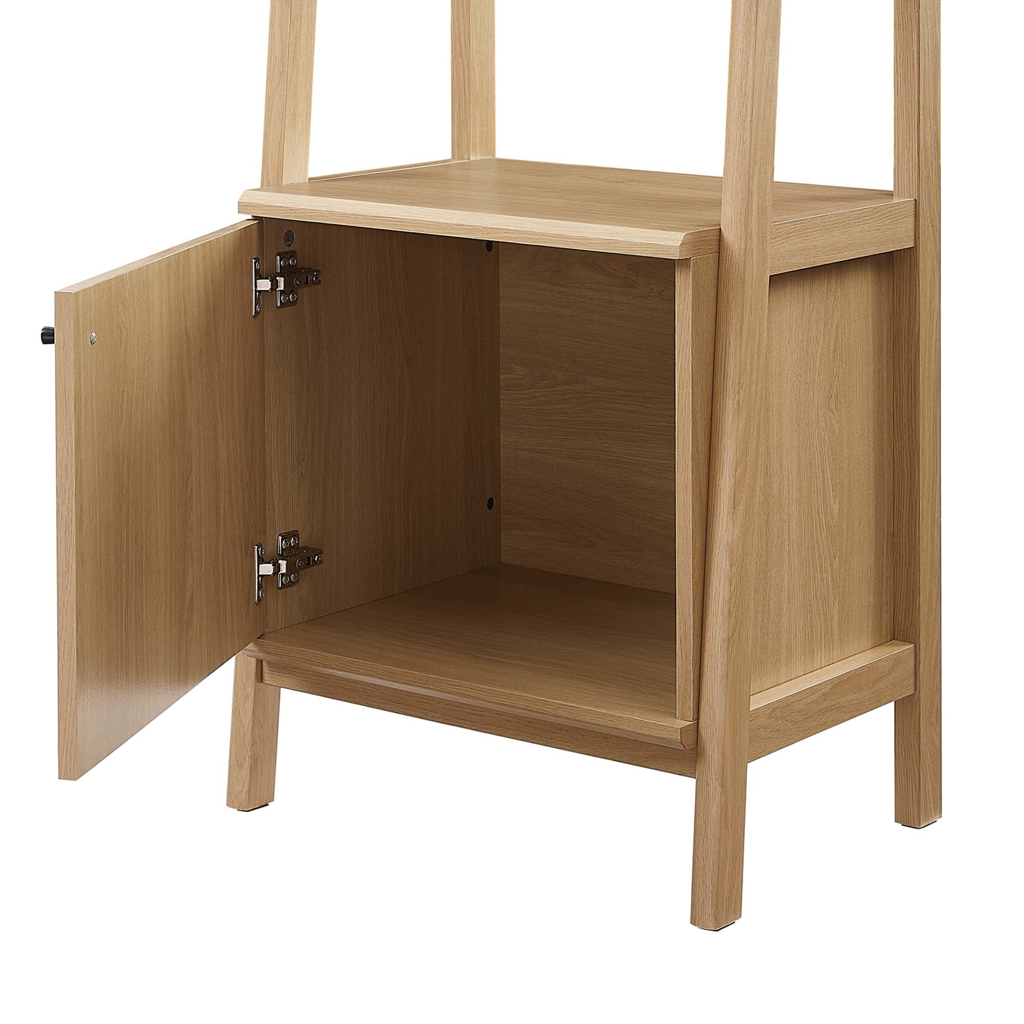 Teak Tiered Bookshelf with Concealed Storage - Oak Denmark Home