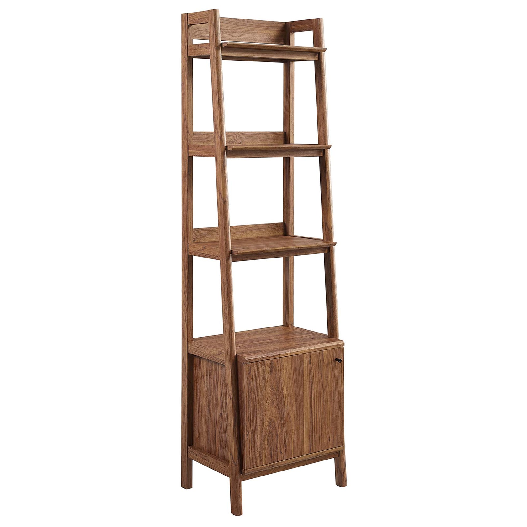 Teak Tiered Bookshelf with Concealed Storage - Walnut Denmark Home