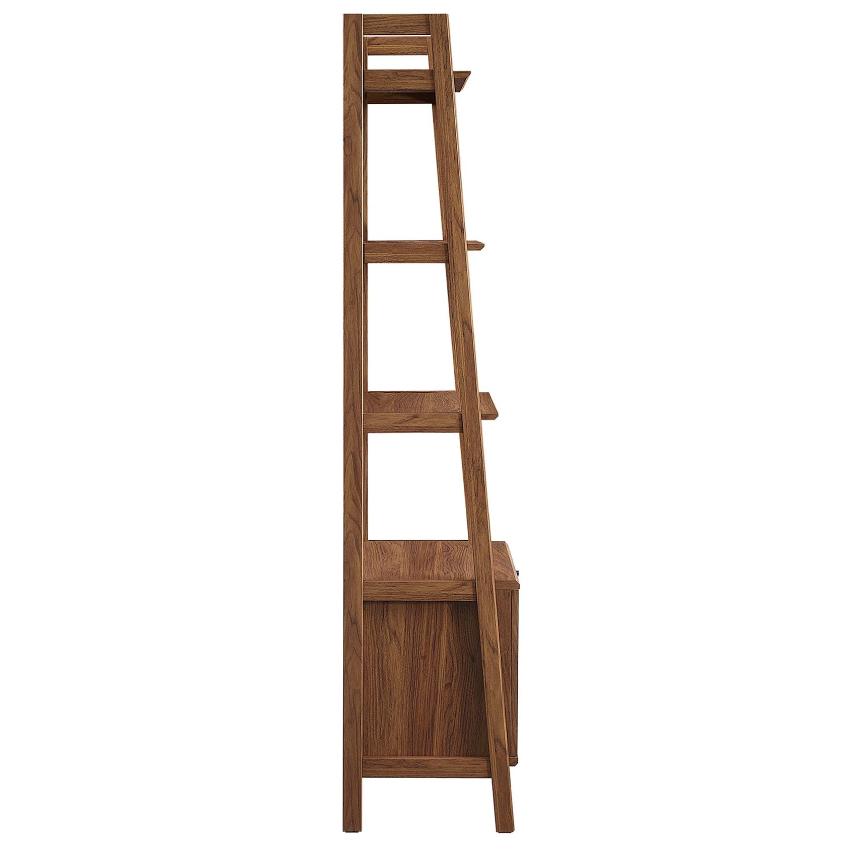 Teak Tiered Bookshelf with Concealed Storage - Walnut Denmark Home