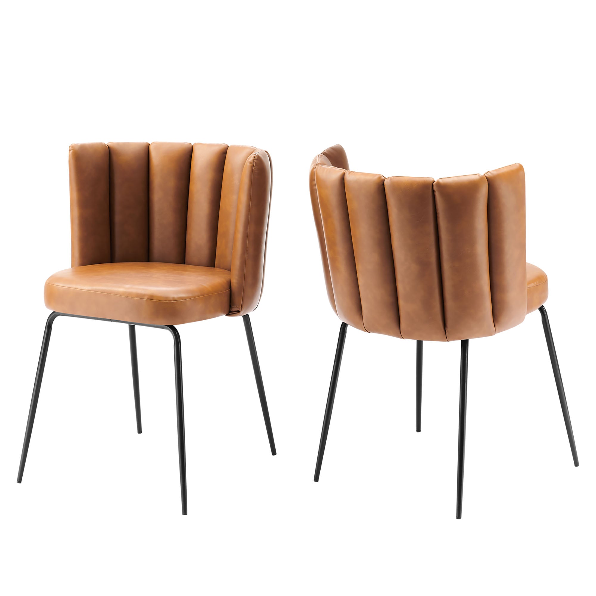 Noirvan Vegan Leather Dining Chair Set - Black Tan Denmark Home