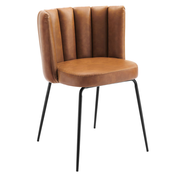 Noirvan Vegan Leather Dining Chair Set - Black Tan Denmark Home