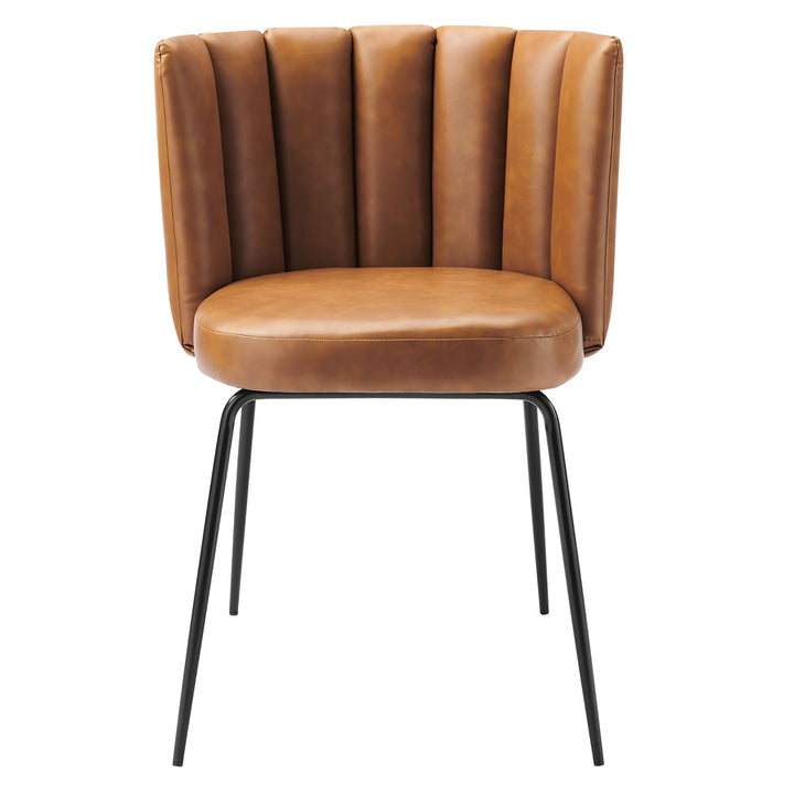 Noirvan Vegan Leather Dining Chair Set - Black Tan Denmark Home