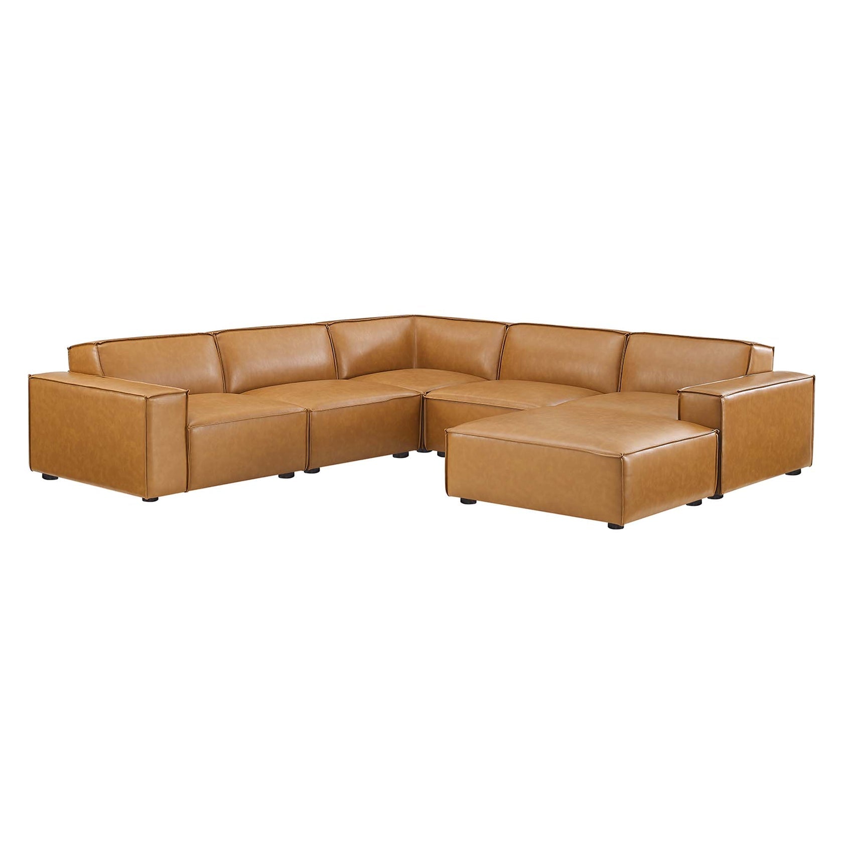 Lucent Vegan Leather 6-Piece Sectional Sofa - Tan