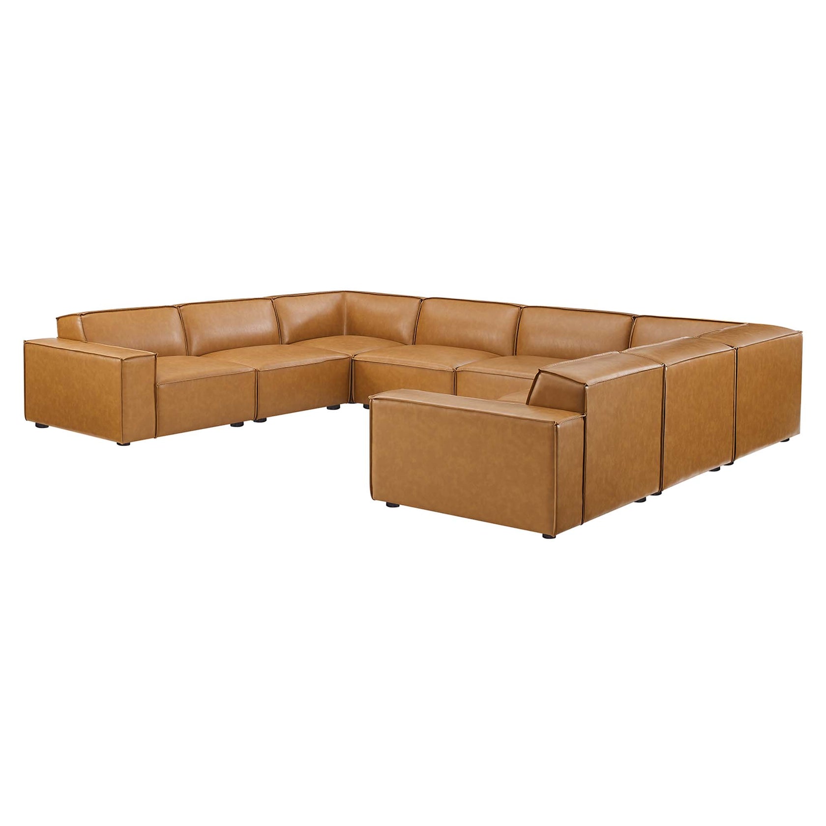Lucent Vegan Leather 8-Piece Sectional Sofa - Tan