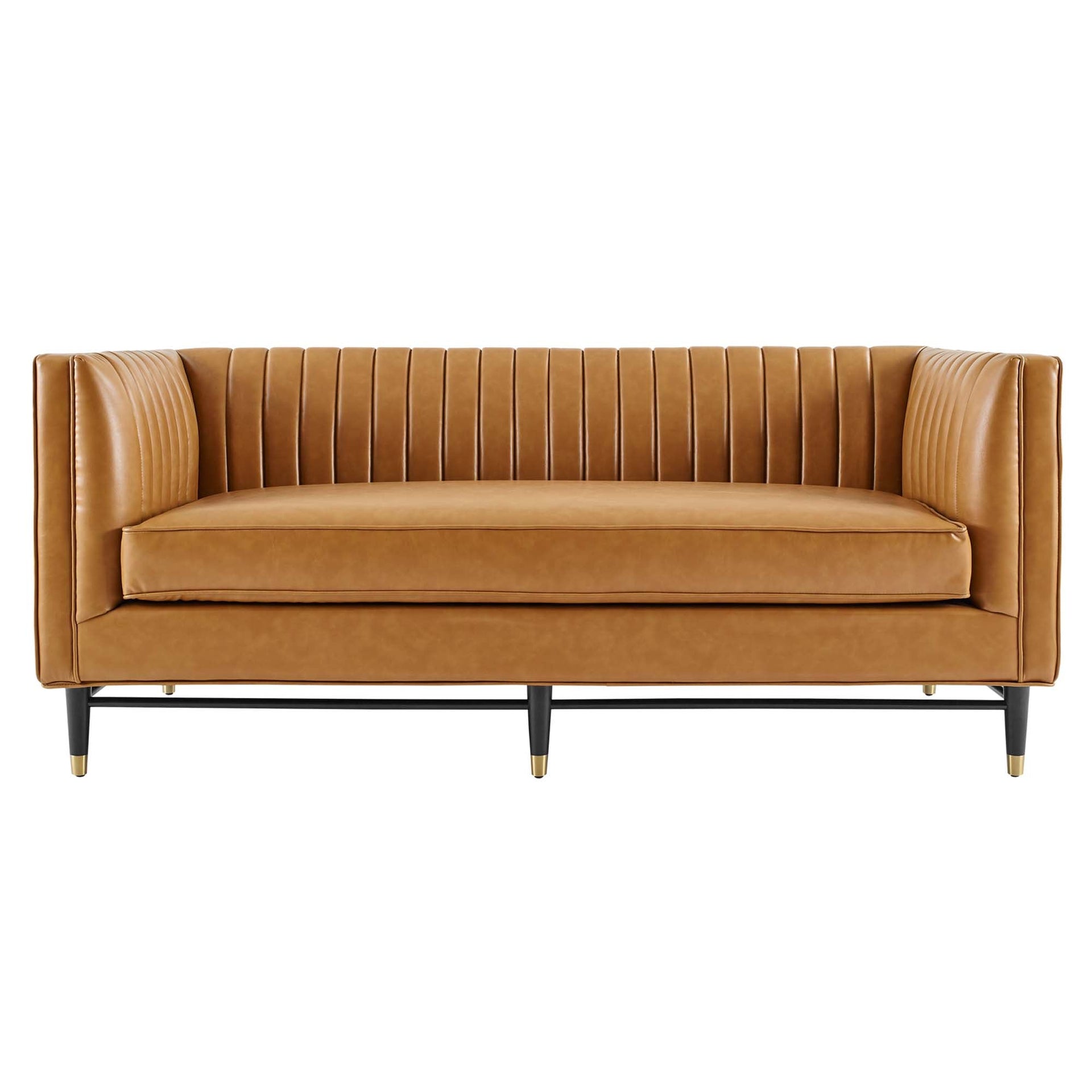 Vareno Channel Tufted Vegan Leather Loveseat