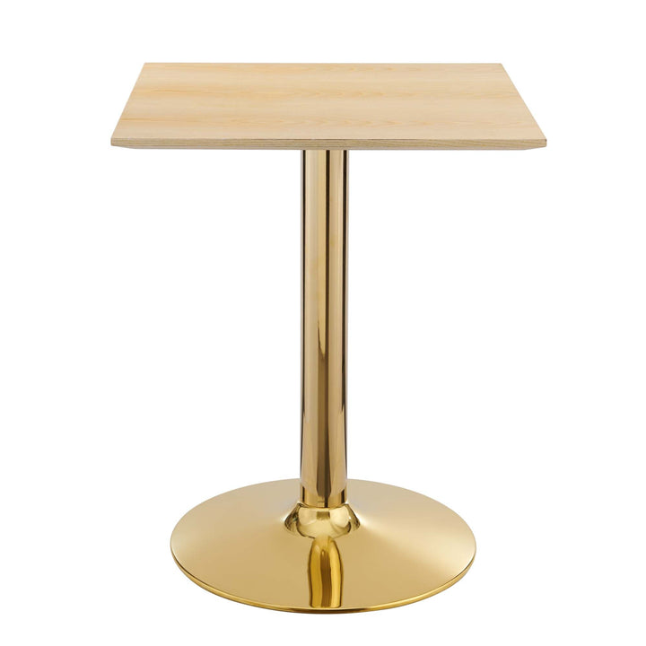 Crest Square Dining Table – Wood Grain Top with Gold Pedestal Base 24" Denmark Home