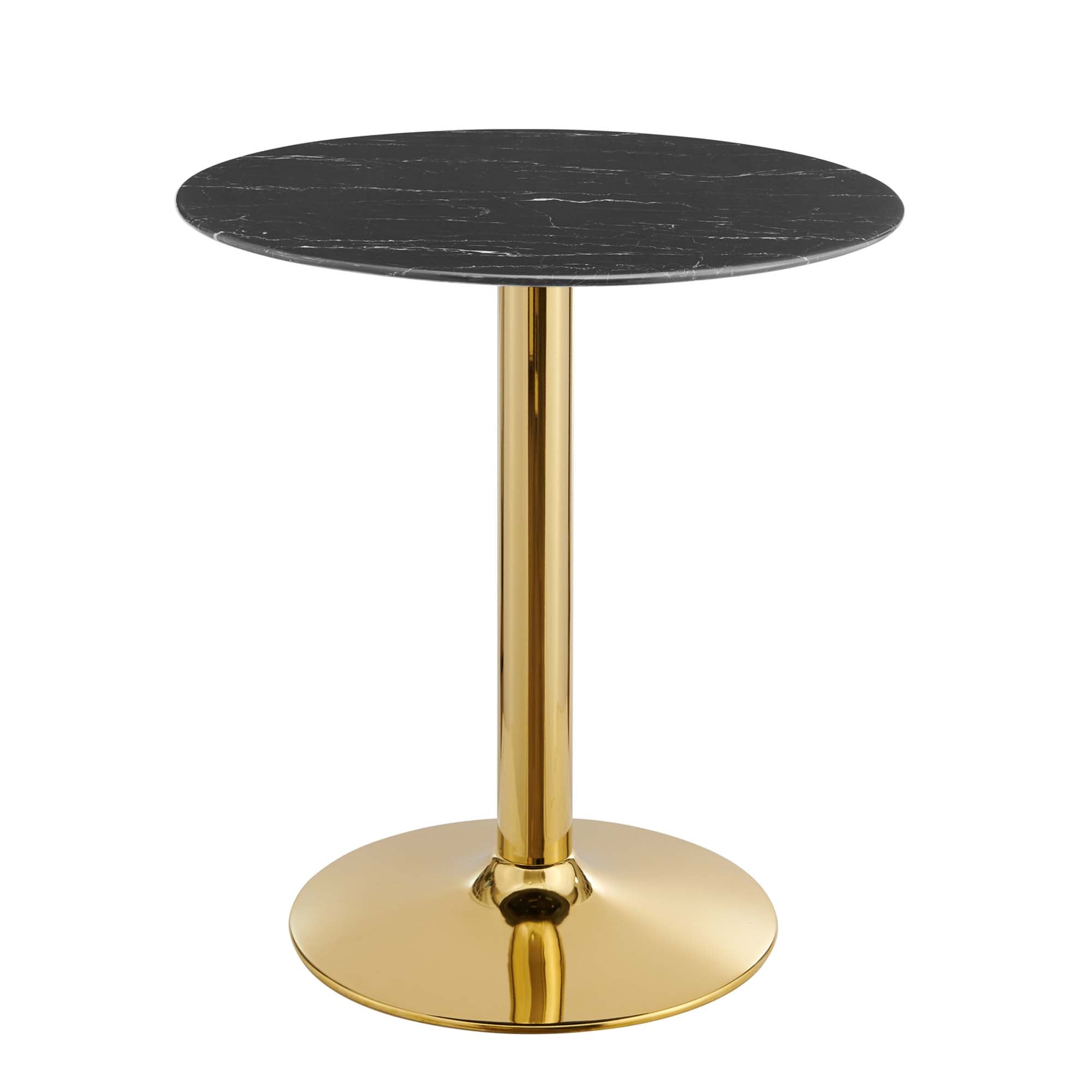 Crest Round Artificial Marble Dining Table – Gold Pedestal Base 28" Denmark Home