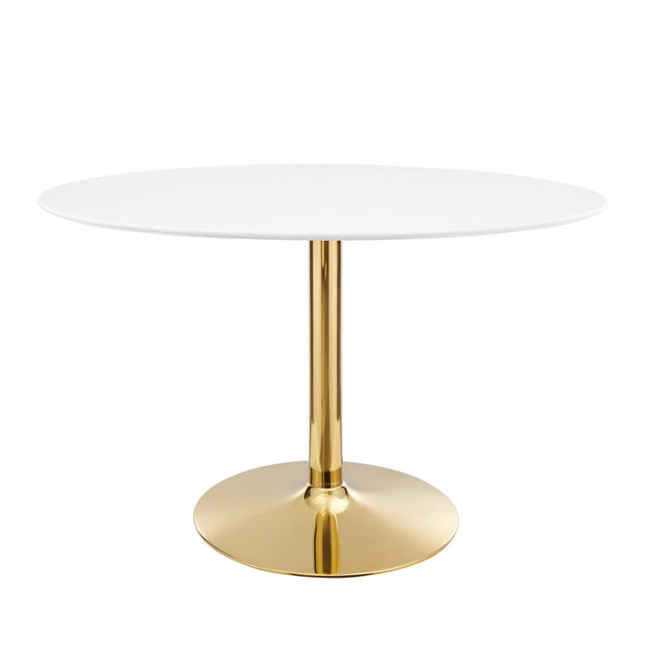 Crest Oval Dining Table – White Top with Gold Pedestal Base 48" Denmark Home