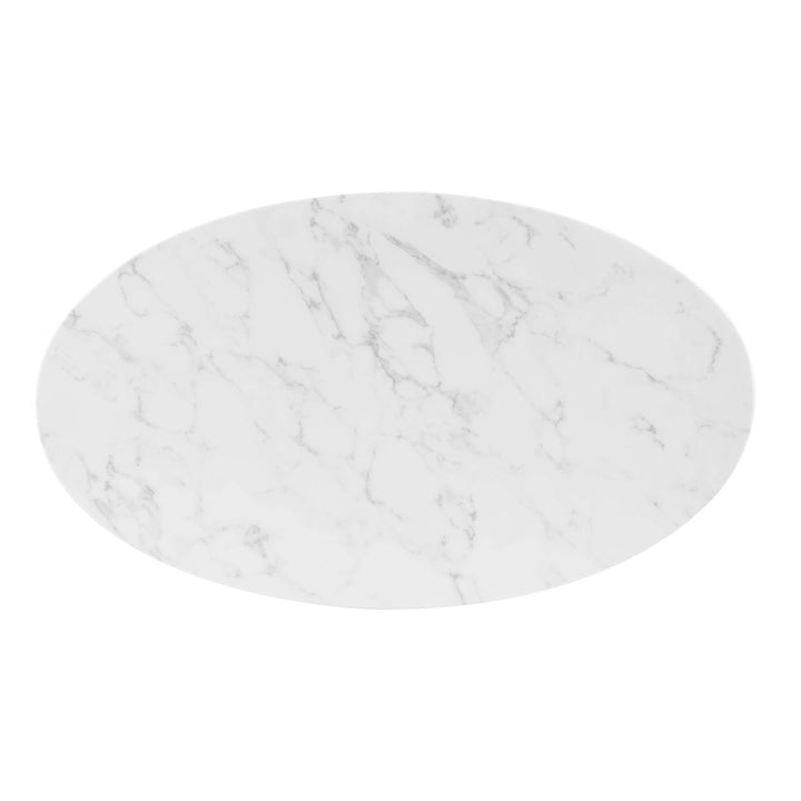 Crest Oval Artificial Marble Dining Table – Gold Pedestal Base 48" Denmark Home
