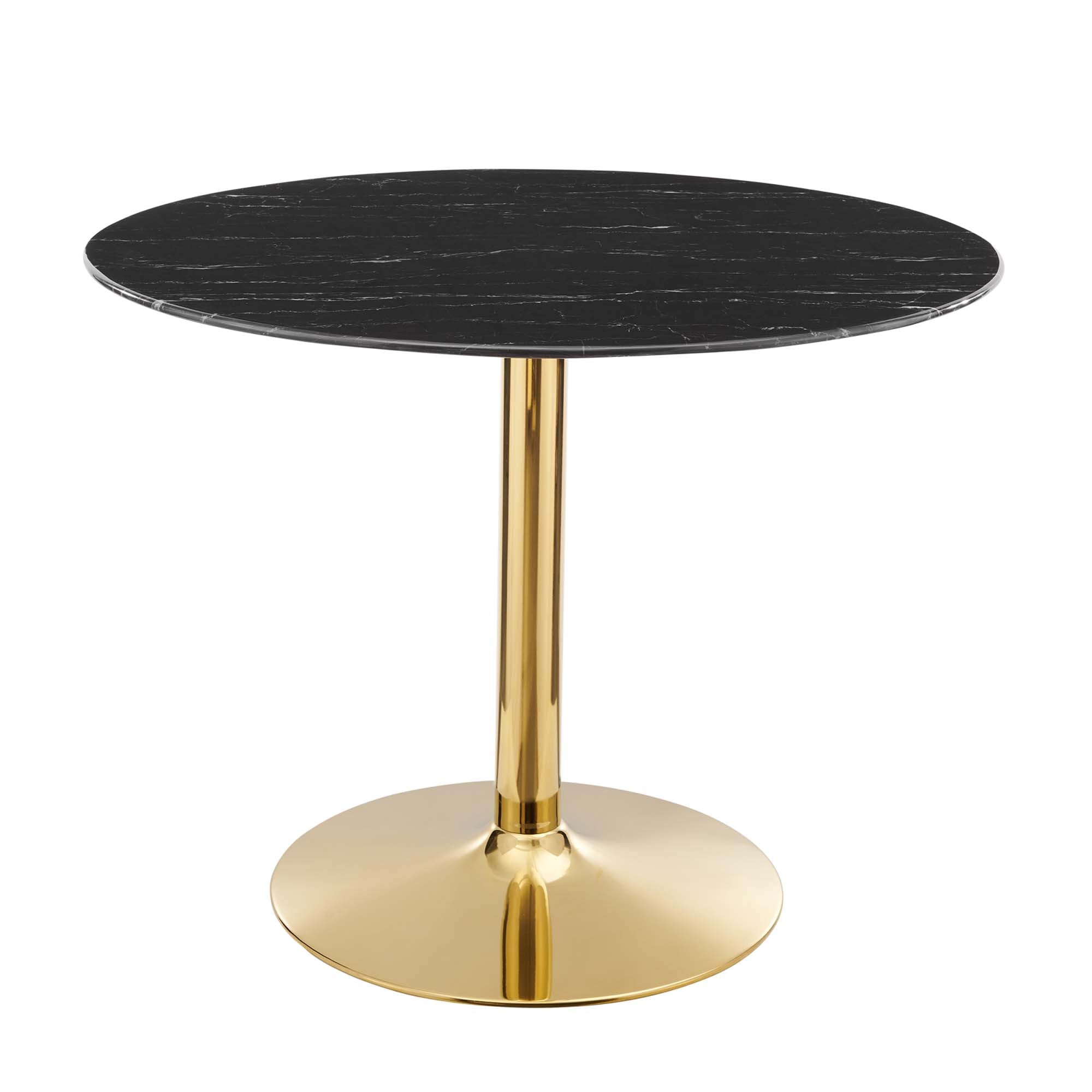 Crest Round Artificial Marble Dining Table – Gold Pedestal Base 40" Denmark Home