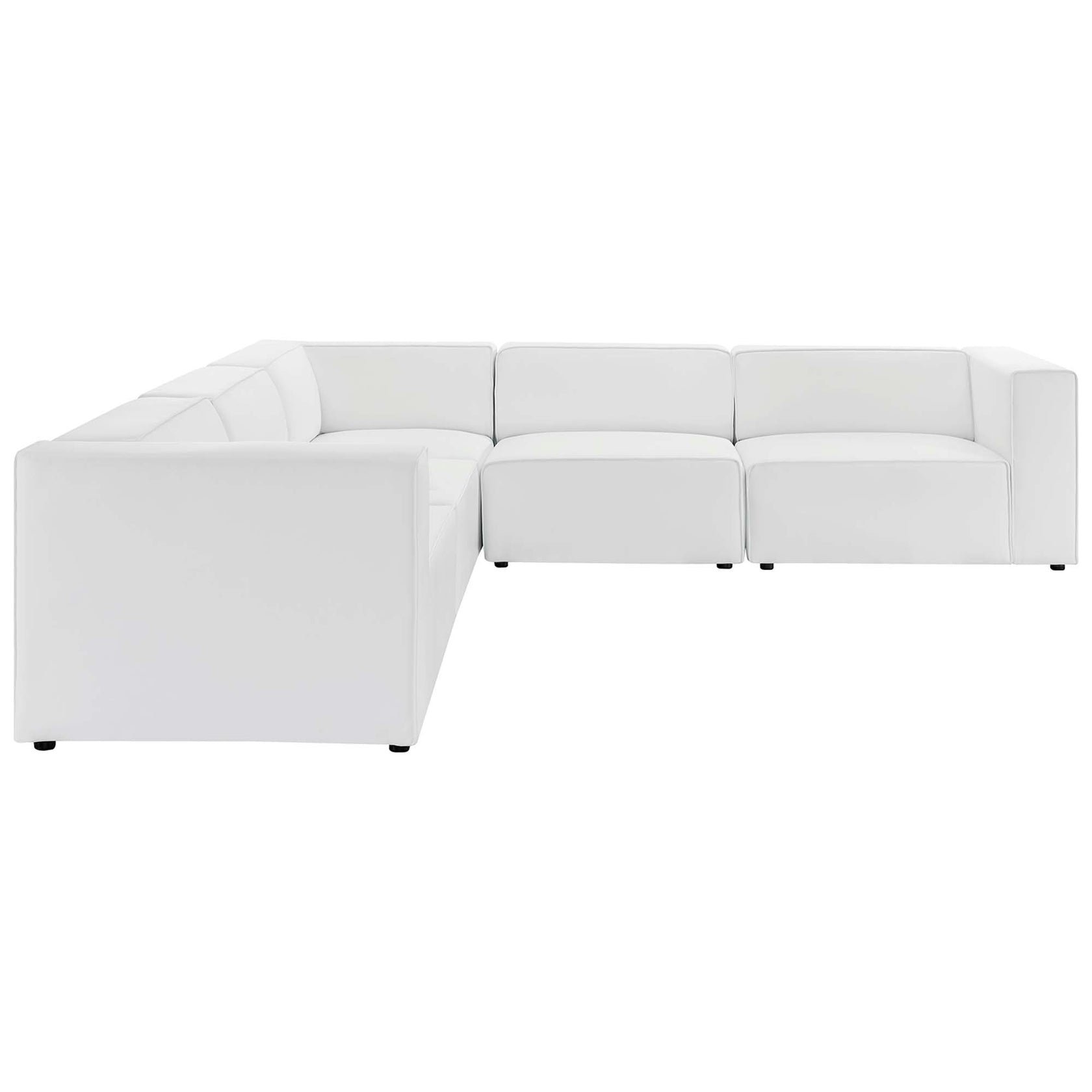 Kovak Vegan Leather 5-Piece Sectional Sofa - White