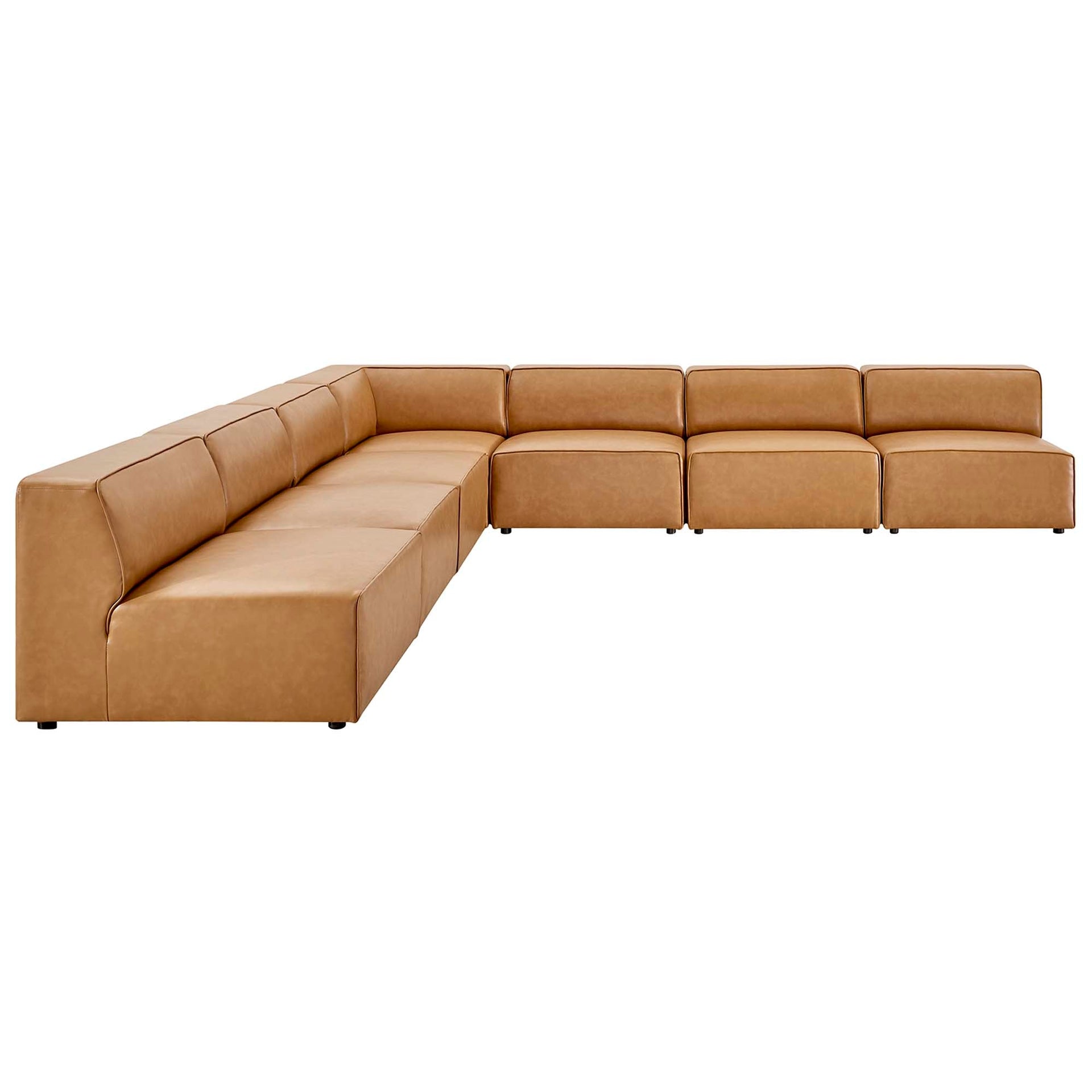 Kovak Vegan Leather 7-Piece Sectional Sofa - Tan