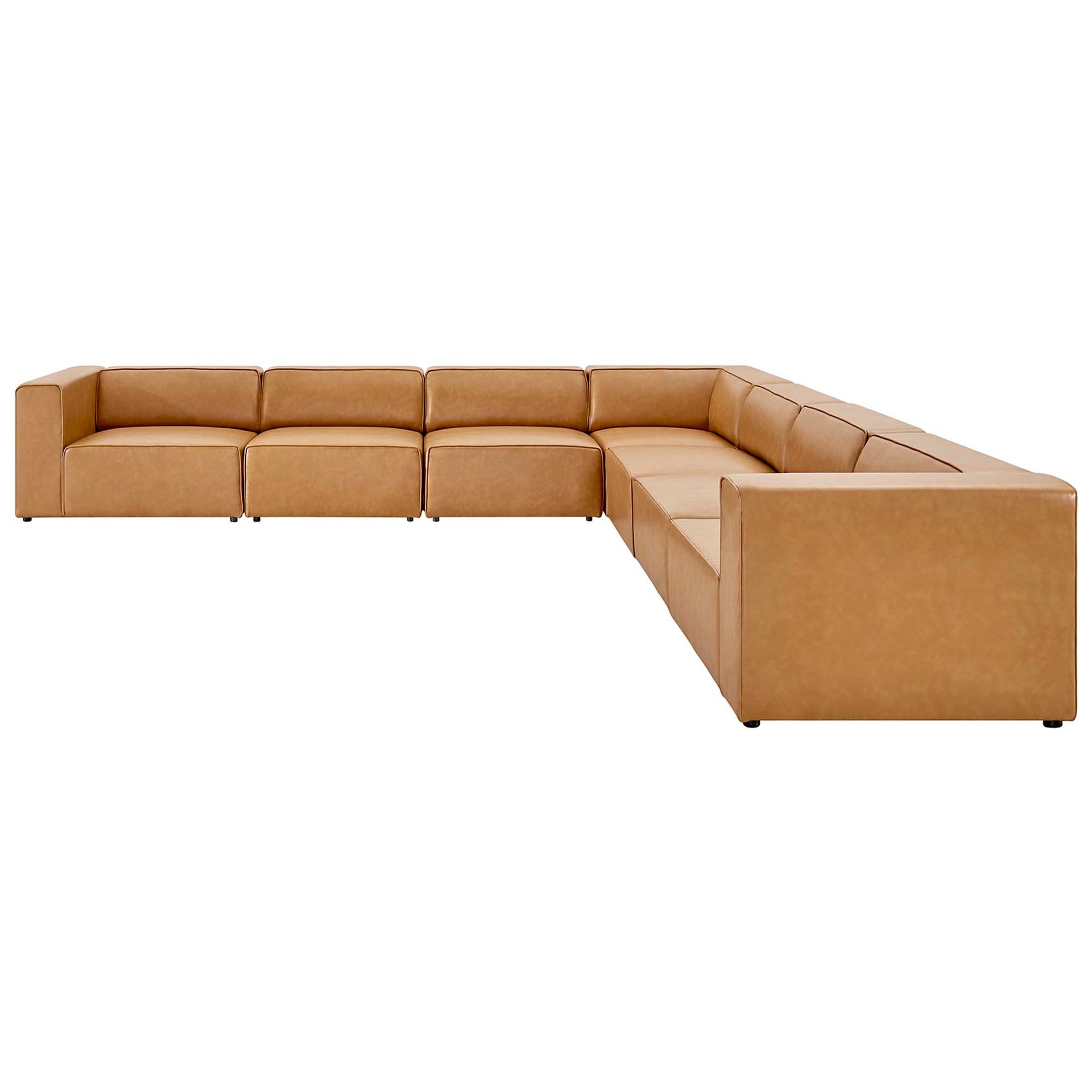 Kovak Vegan Leather 7-Piece Sectional Sofa - Tan
