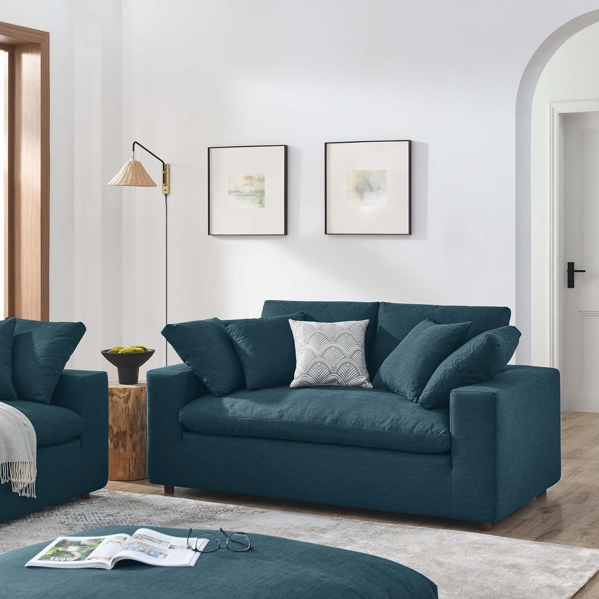 Marlowe Fabric Loveseat - Azure