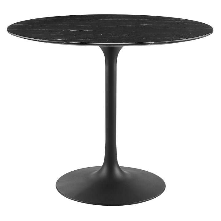 Novara Round Faux Marble Dining Table 36" - Black Black Denmark Home