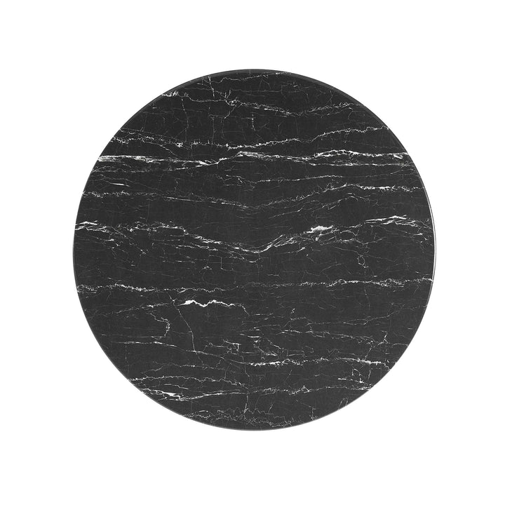 Novara Round Faux Marble Dining Table 36" - Black Black Denmark Home