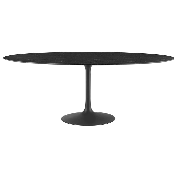 Lippa 78" Oval Faux Marble Dining Table - Black Denmark Home