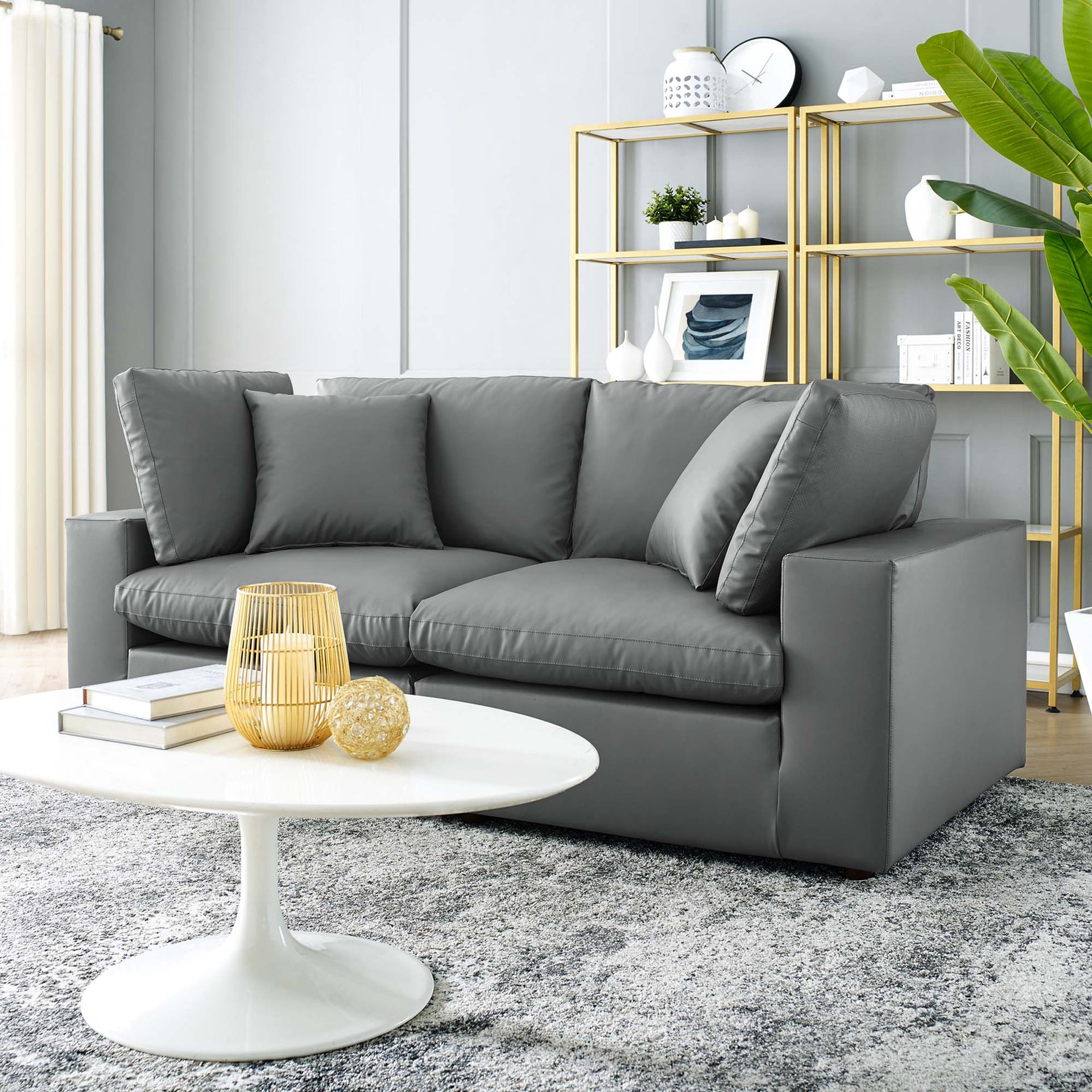 Marlowe Vegan Leather Loveseat - Gray