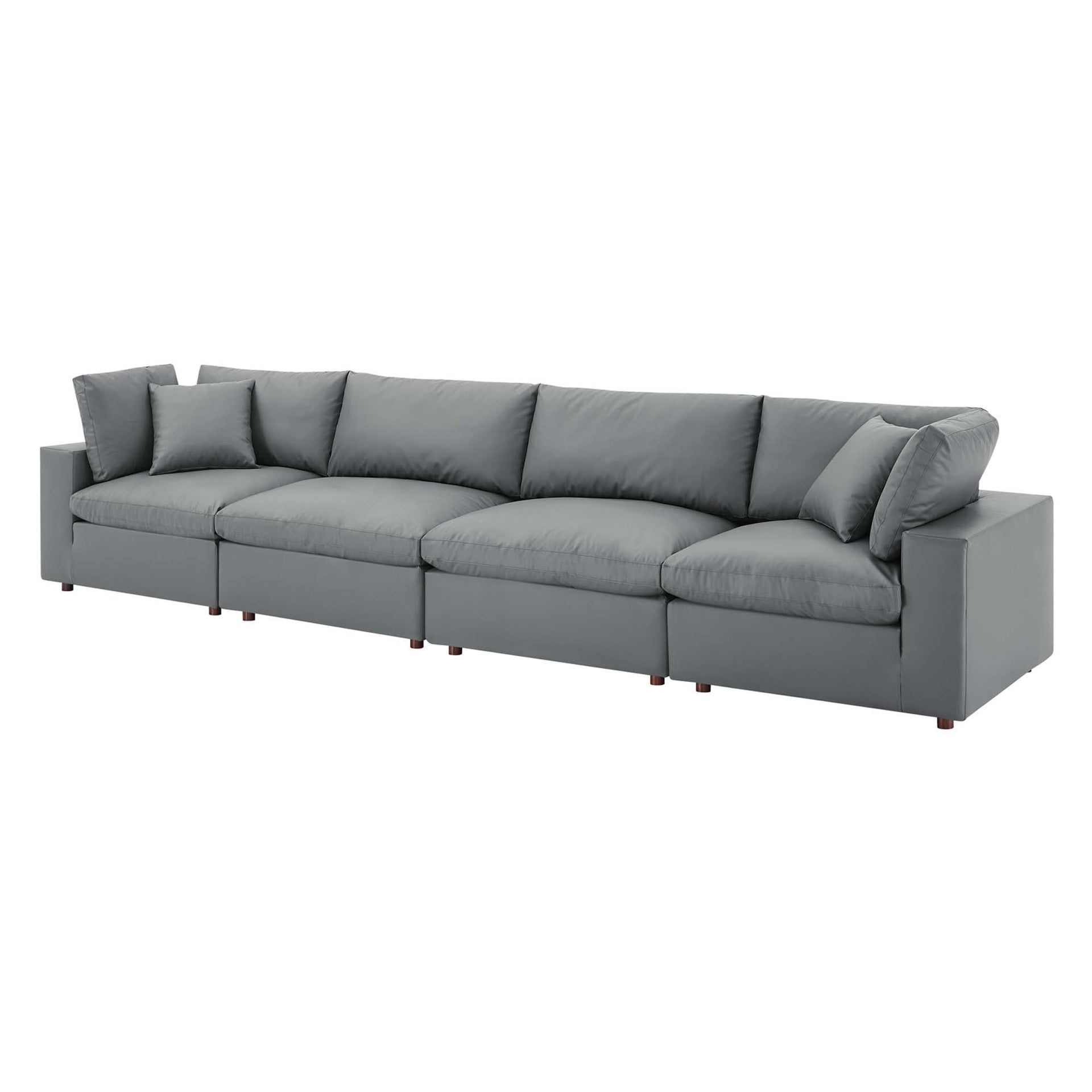 Marlowe Vegan Leather 4- Seater Sectional Sofa - Gray