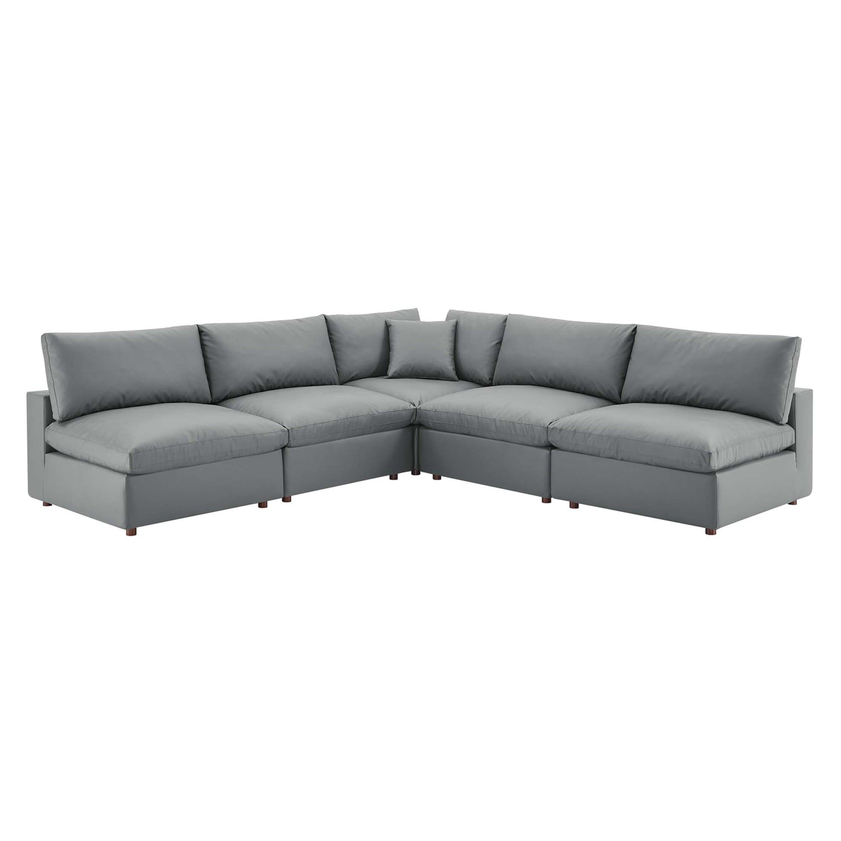 Marlowe Vegan Leather 5 - Seater Sectional Sofa - Gray