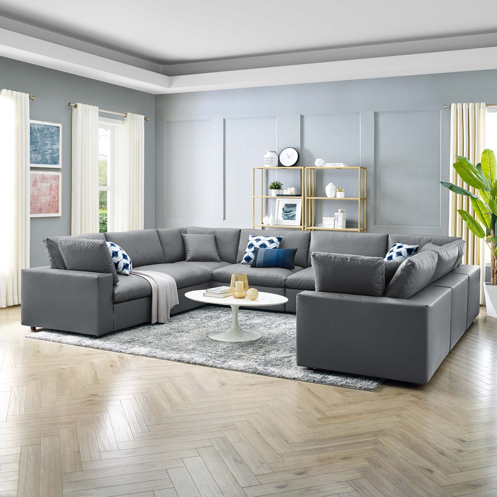 Marlowe Vegan Leather Sectional Sofa - Gray