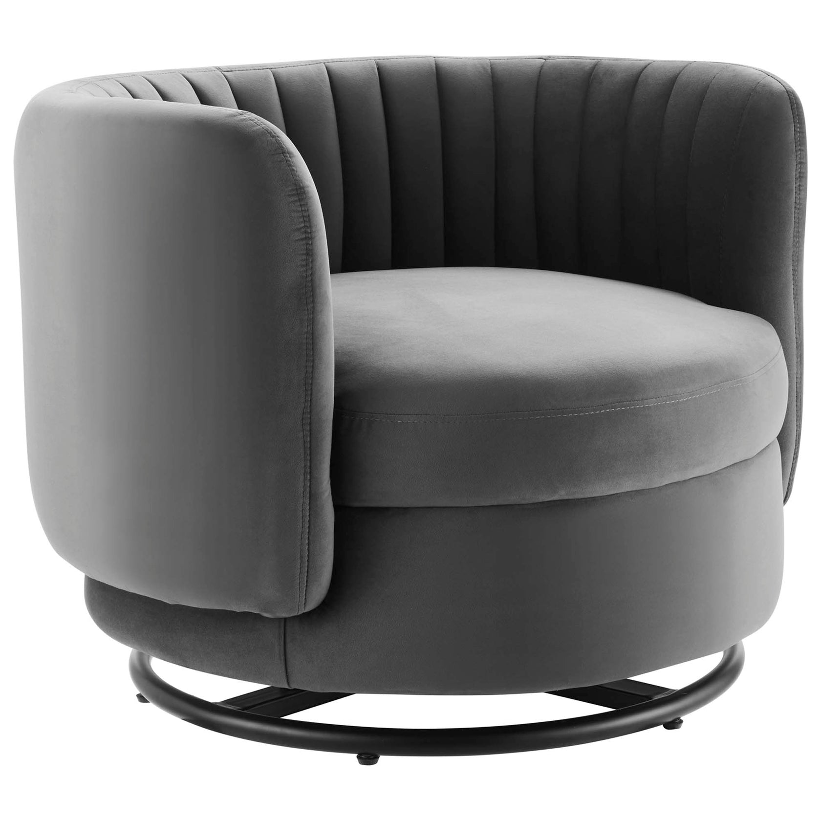 Ray Channel Tufted Velvet Swivel Chair – Black Gray Denmark Home