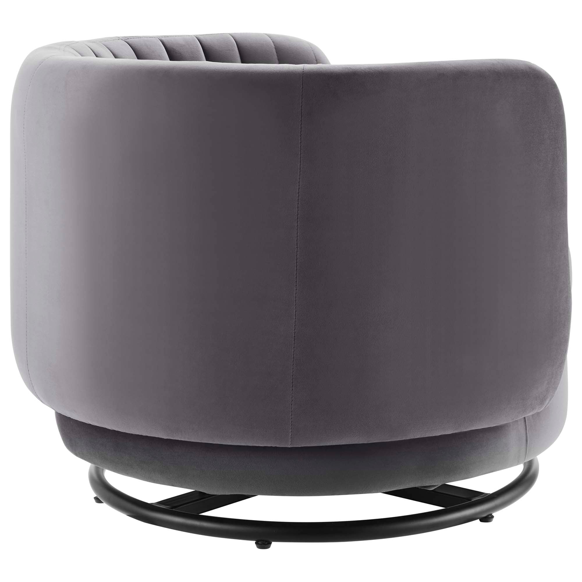 Ray Channel Tufted Velvet Swivel Chair – Black Gray Denmark Home