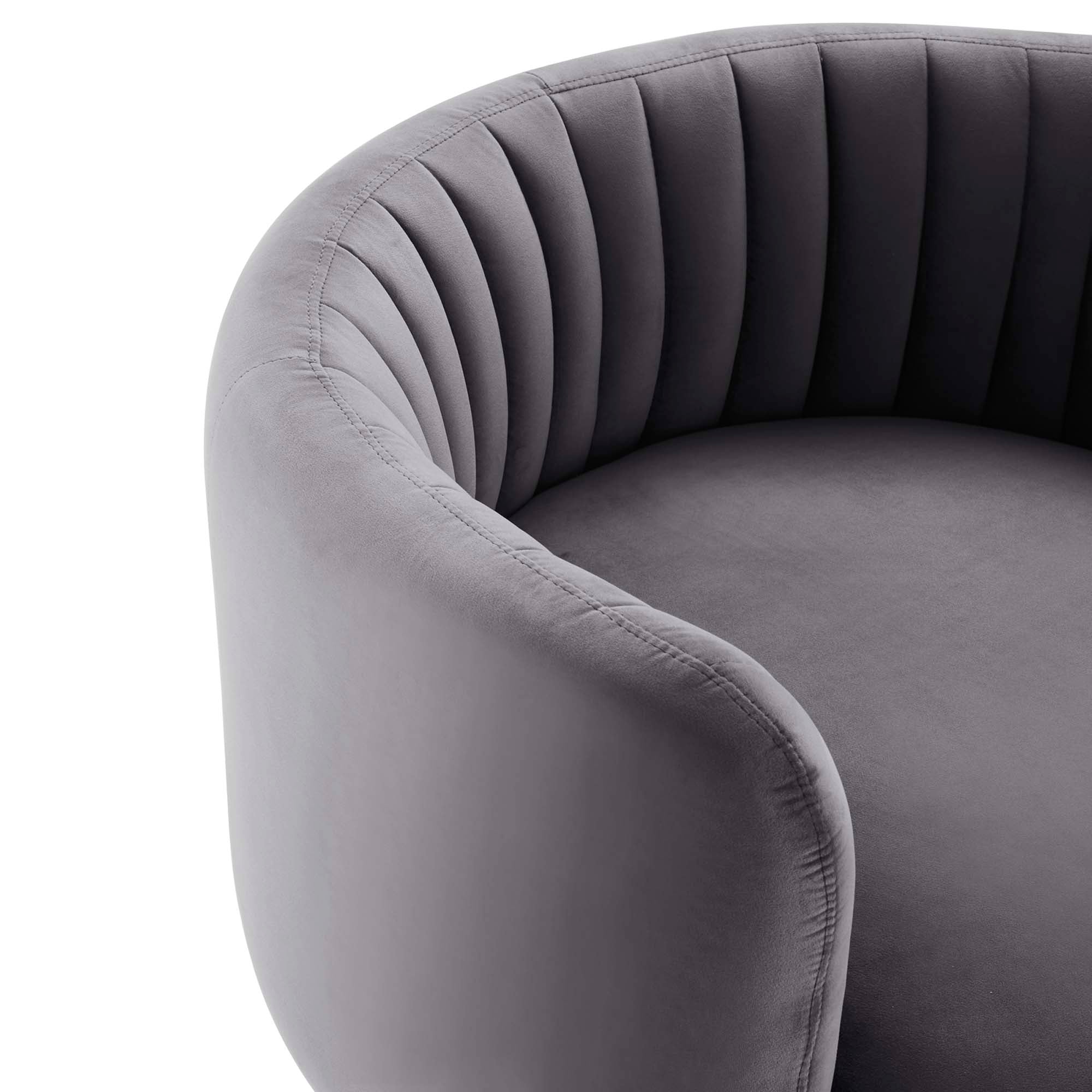 Ray Channel Tufted Velvet Swivel Chair – Black Gray Denmark Home