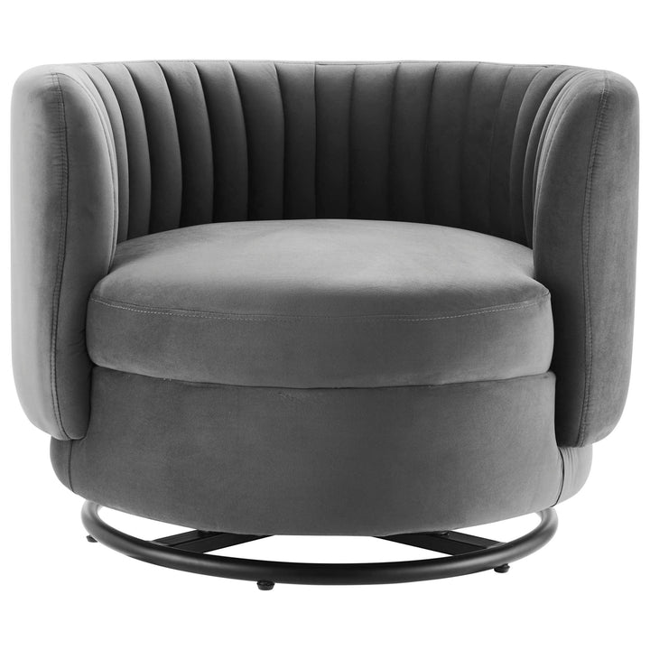 Ray Channel Tufted Velvet Swivel Chair – Black Gray Denmark Home