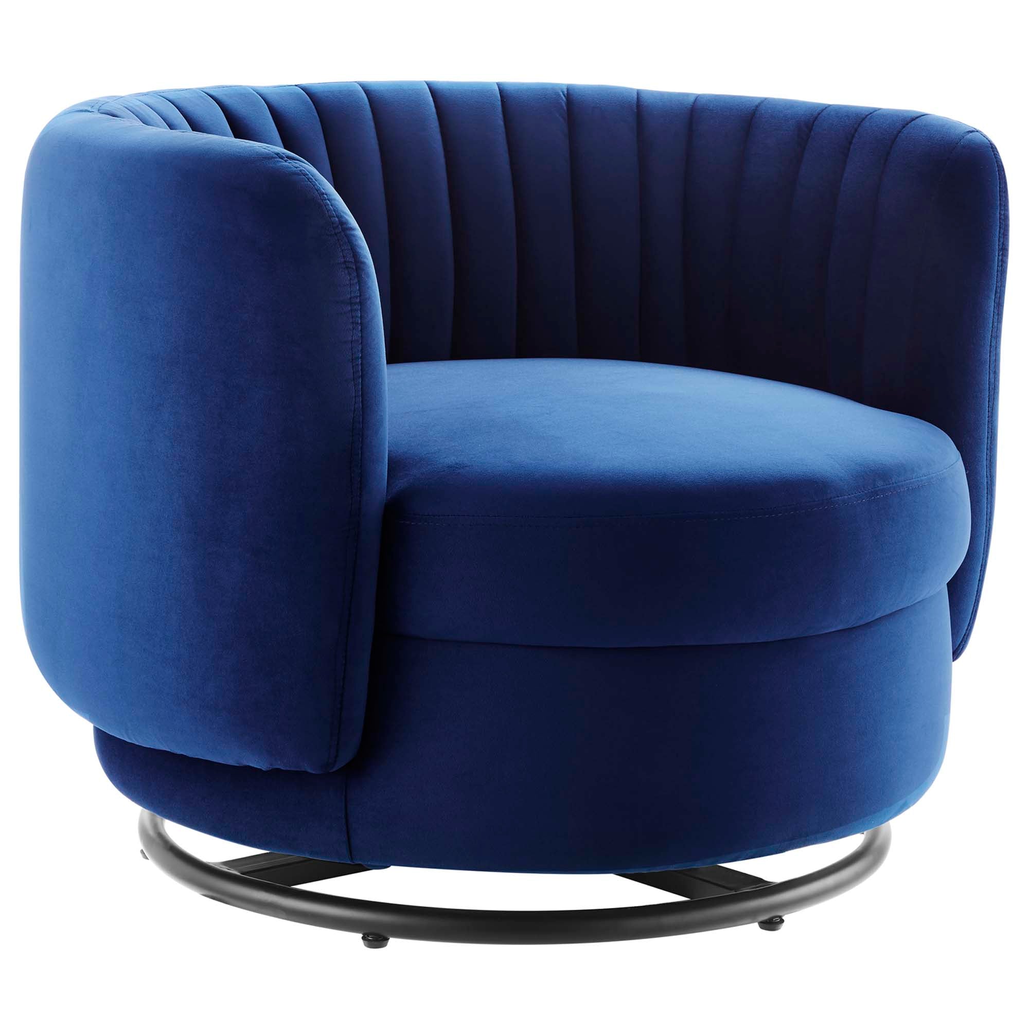 Ray Channel Tufted Velvet Swivel Chair – Black Navy Denmark Home