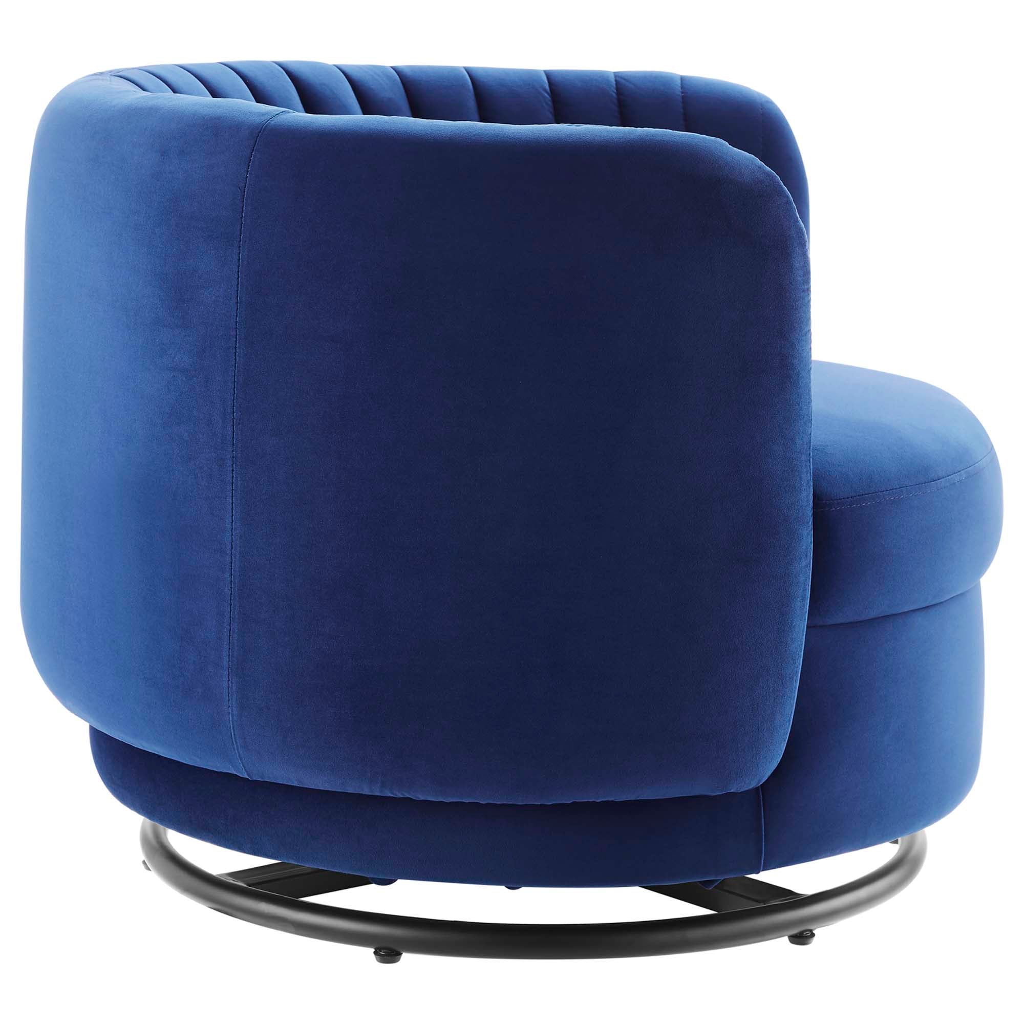 Ray Channel Tufted Velvet Swivel Chair – Black Navy Denmark Home