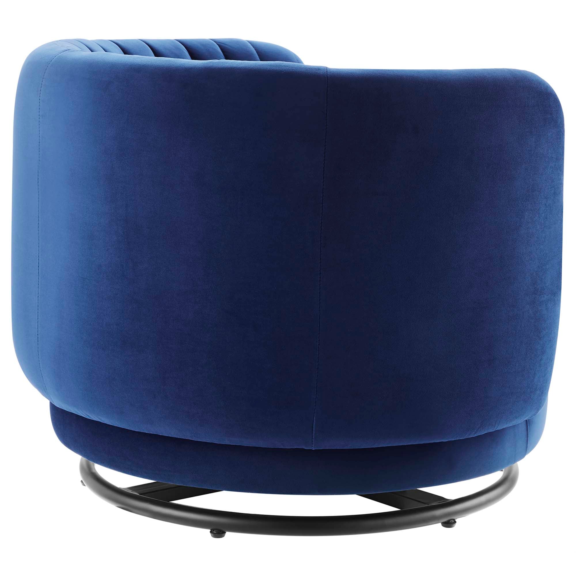 Ray Channel Tufted Velvet Swivel Chair – Black Navy Denmark Home