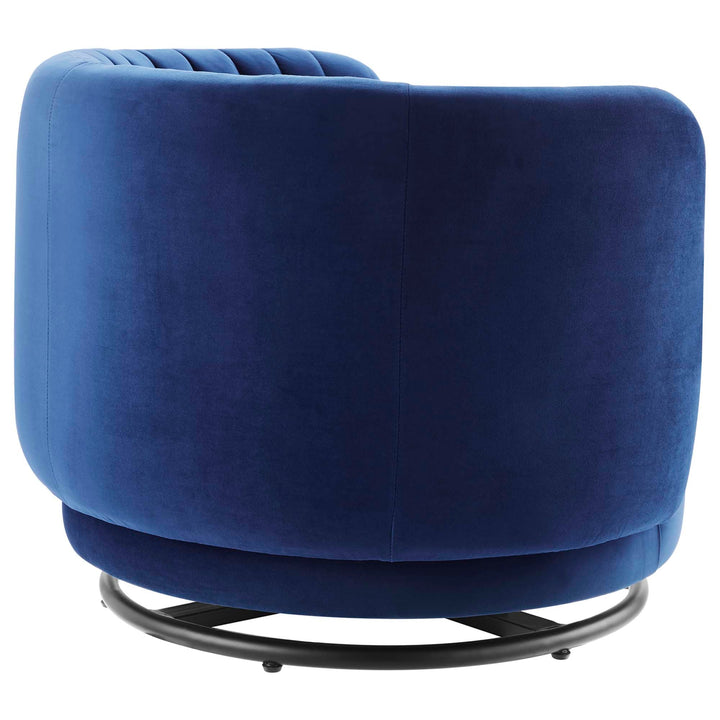 Ray Channel Tufted Velvet Swivel Chair – Black Navy Denmark Home