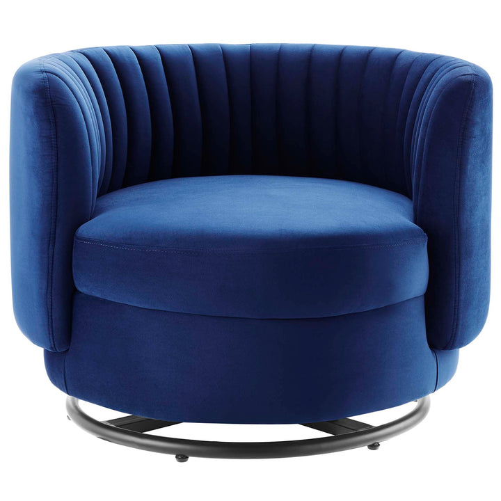 Ray Channel Tufted Velvet Swivel Chair – Black Gray (Copy) Denmark Home
