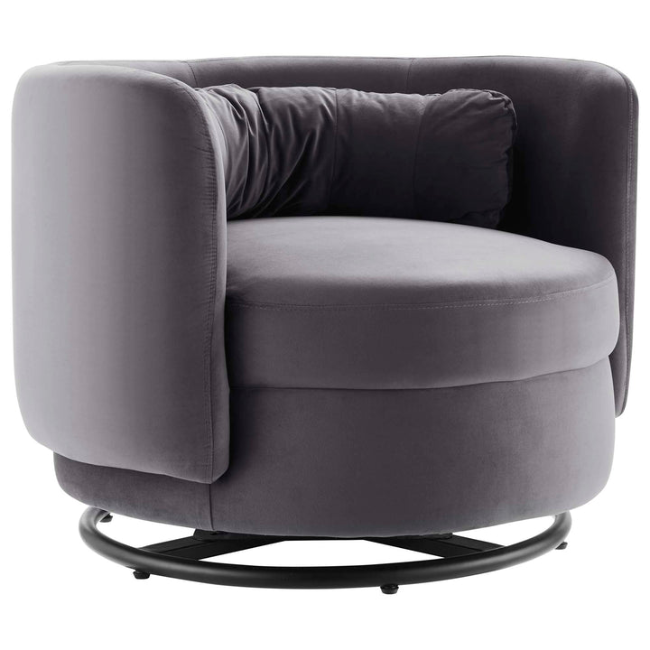 Stack Velvet Swivel Accent Chair – Black Gray Denmark Home