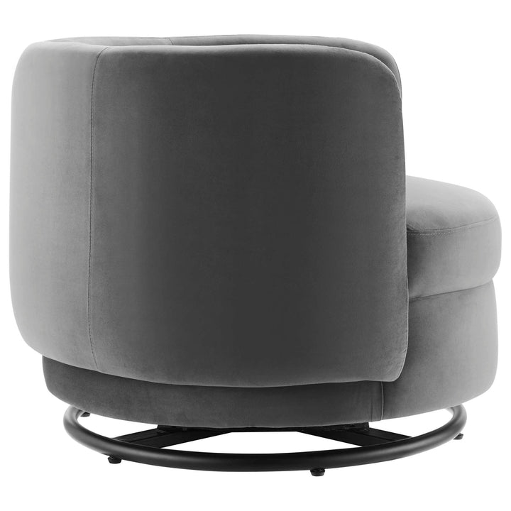 Stack Velvet Swivel Accent Chair – Black Gray Denmark Home
