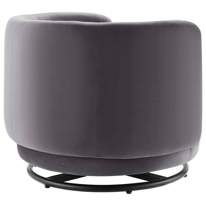 Stack Velvet Swivel Accent Chair – Black Gray Denmark Home