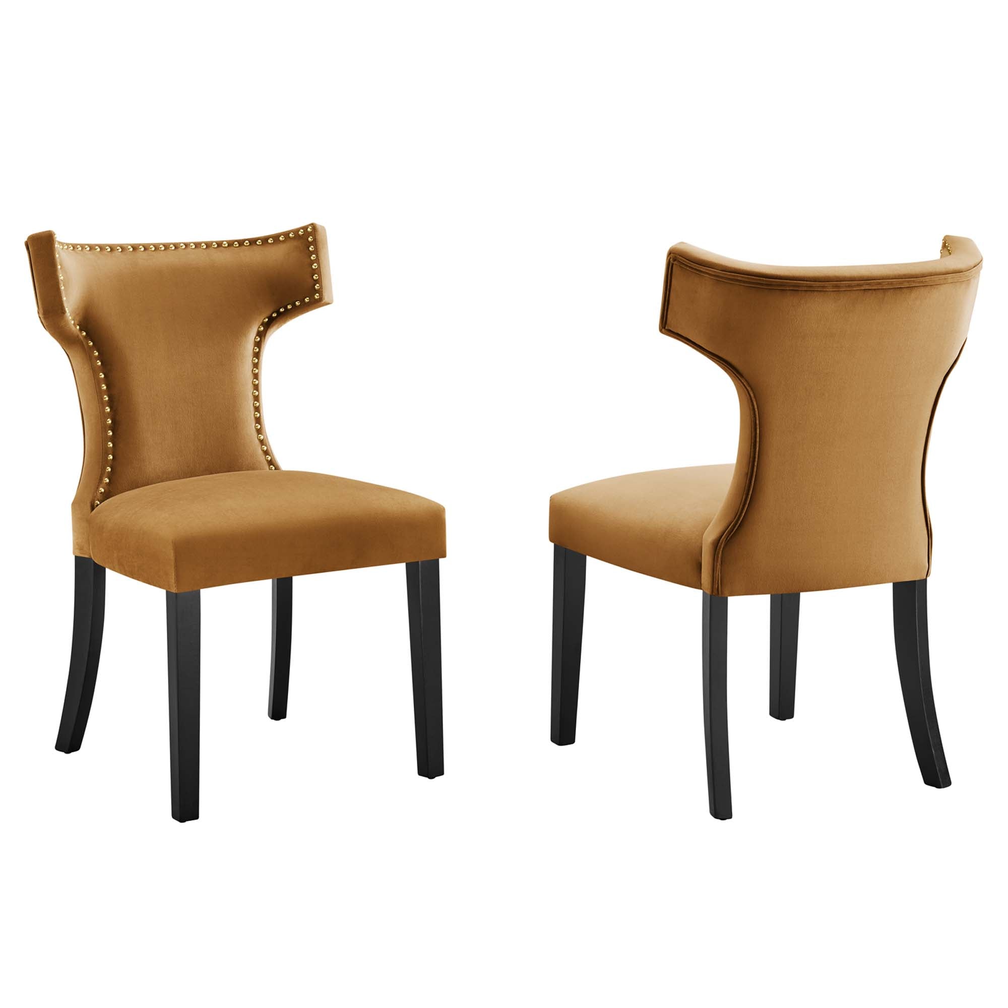 Zahn Velvet Dining Chair Set - Cognac Denmark Home