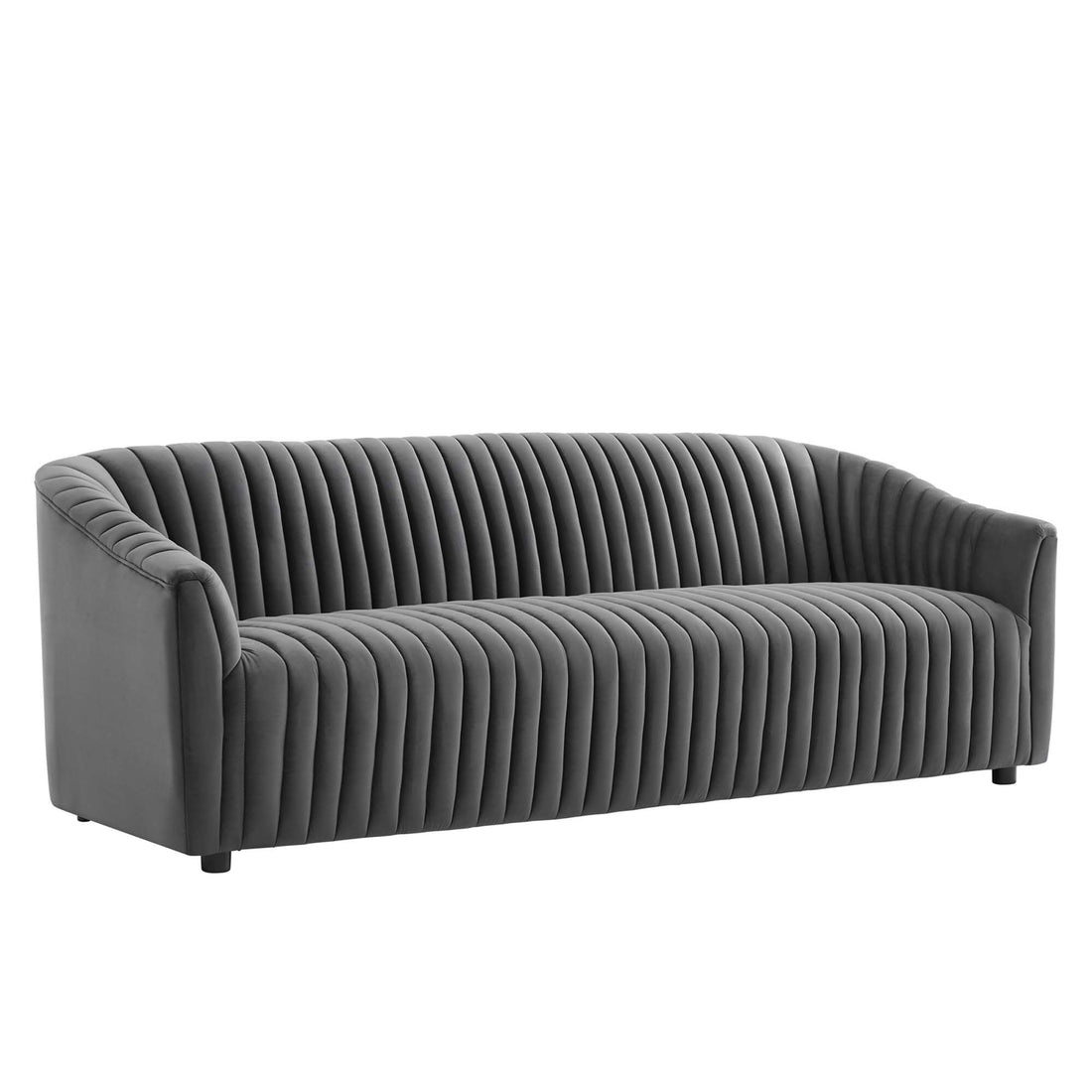 Celine Channel Tufted Velvet Sofa – Charcoal