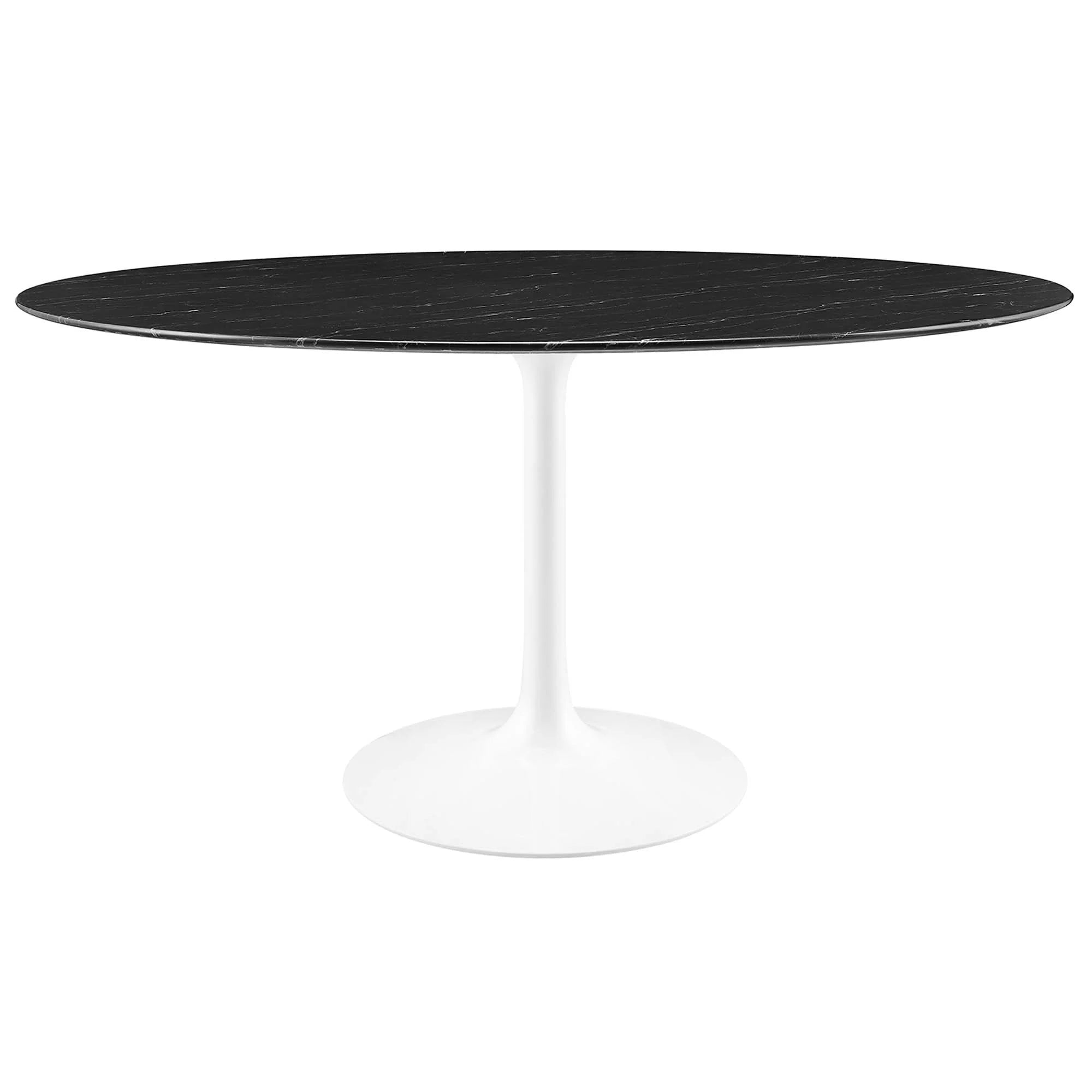 Nuvora 60" Round Faux Marble Dining Table - White Black Denmark Home