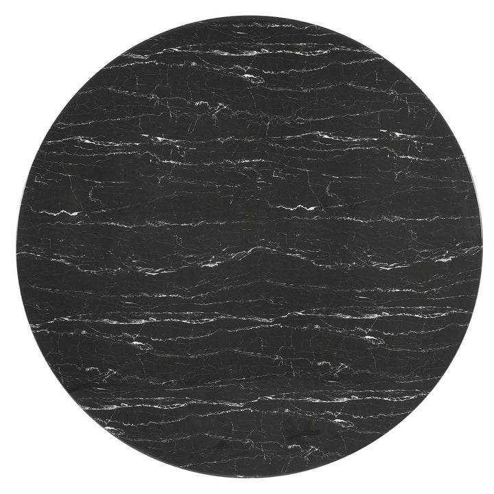 Nuvora 60" Round Faux Marble Dining Table - White Black Denmark Home
