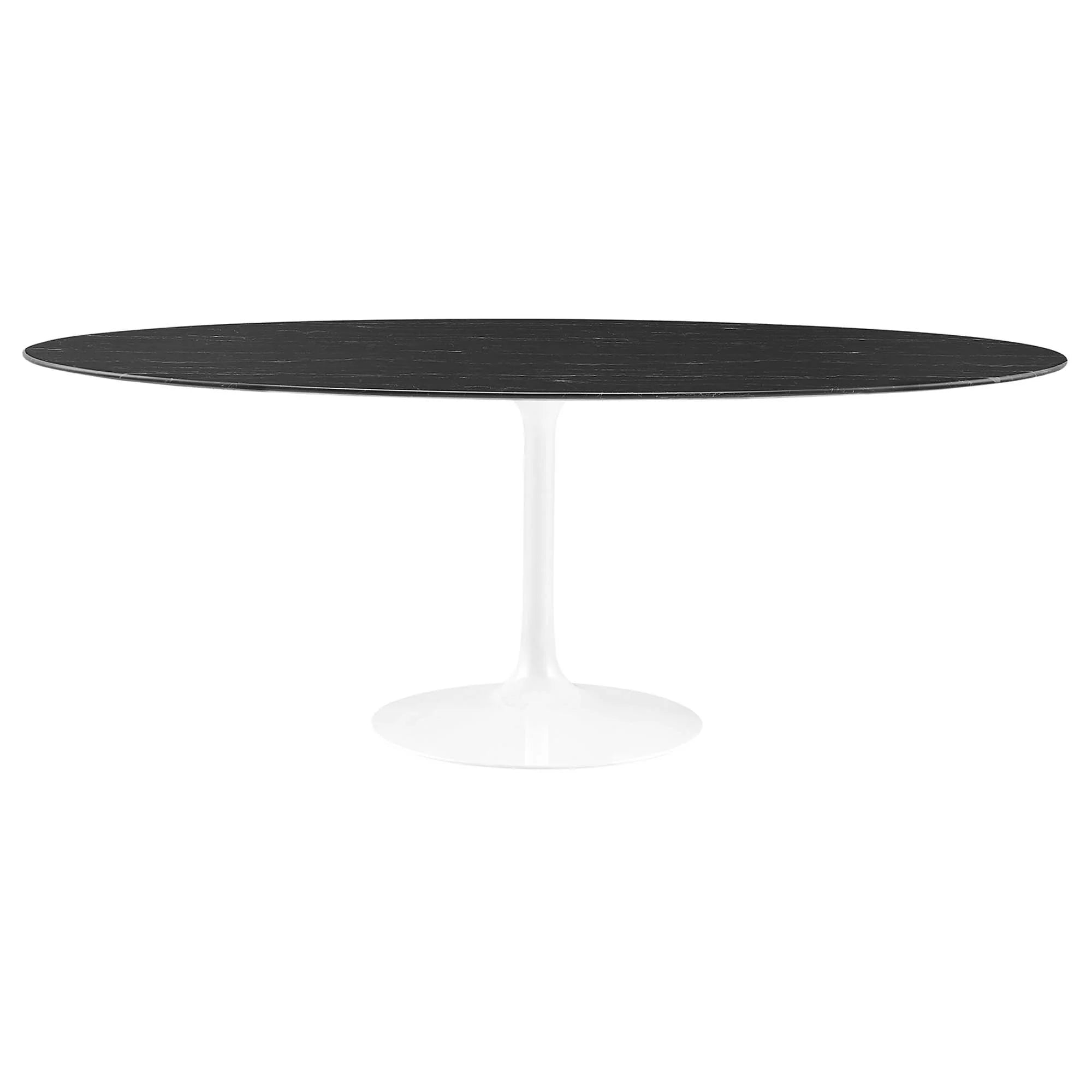 Lippa 78" Oval Faux Marble Dining Table - White Black Denmark Home