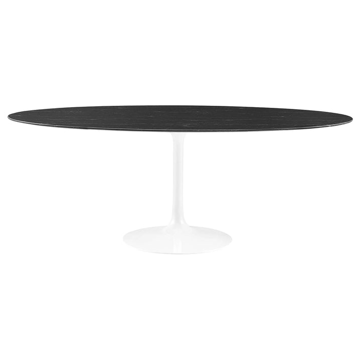Lippa 78" Oval Faux Marble Dining Table - White Black Denmark Home