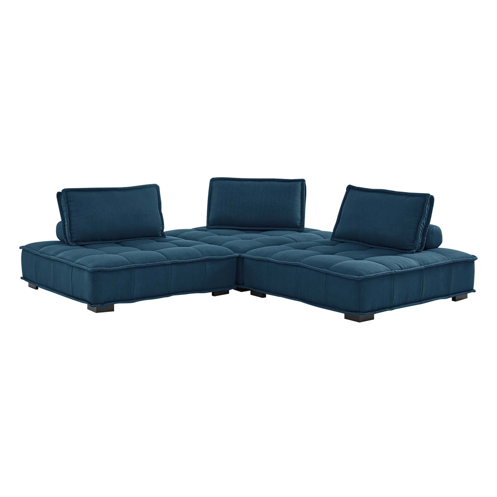 Norden Tufted Fabric 3-Piece Sofa - Azure