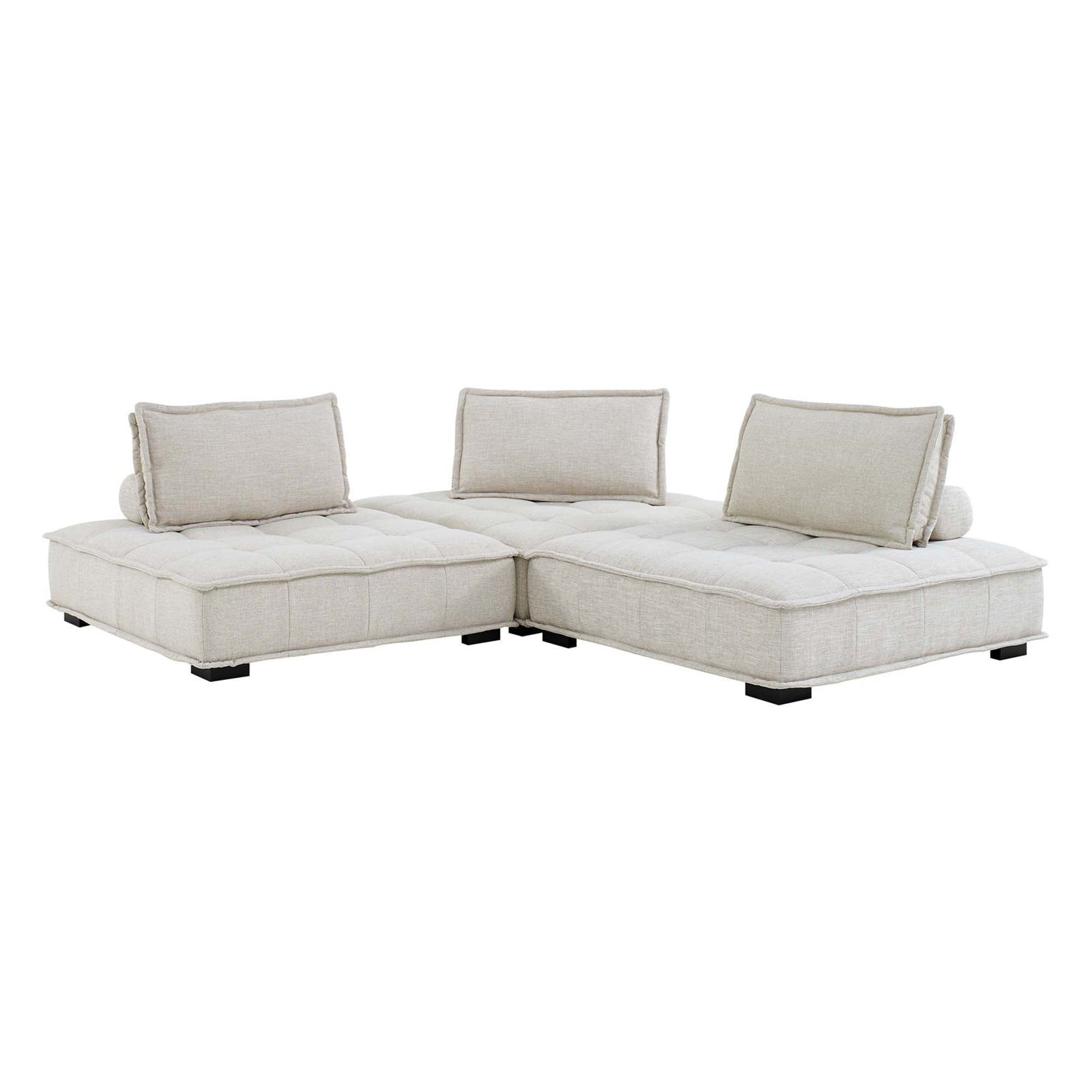 Norden Tufted Fabric 3-Piece Sofa - Beige