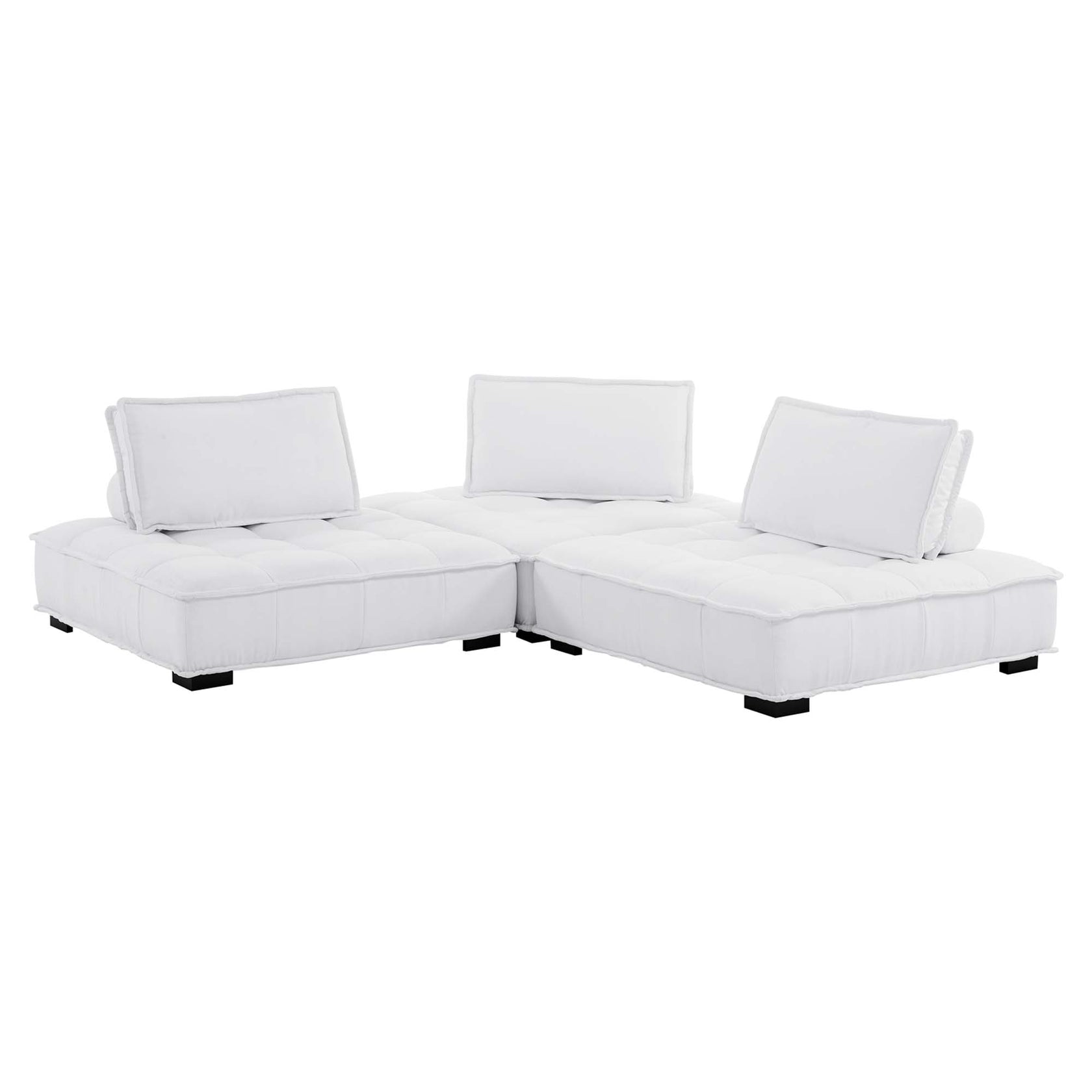 Norden Tufted Fabric 3-Piece Sofa - White