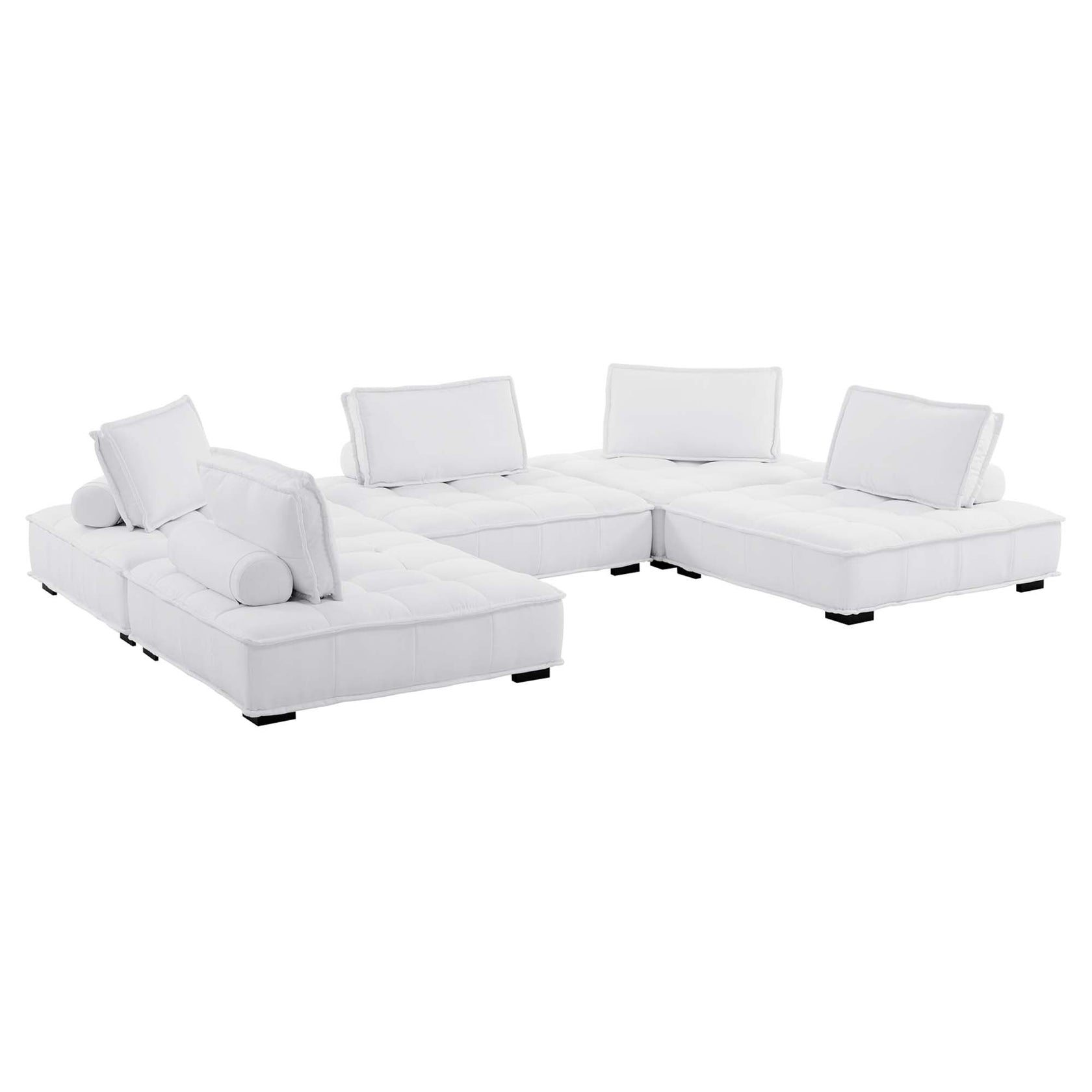Norden Tufted Fabric 5-Piece Sectional Sofa - White