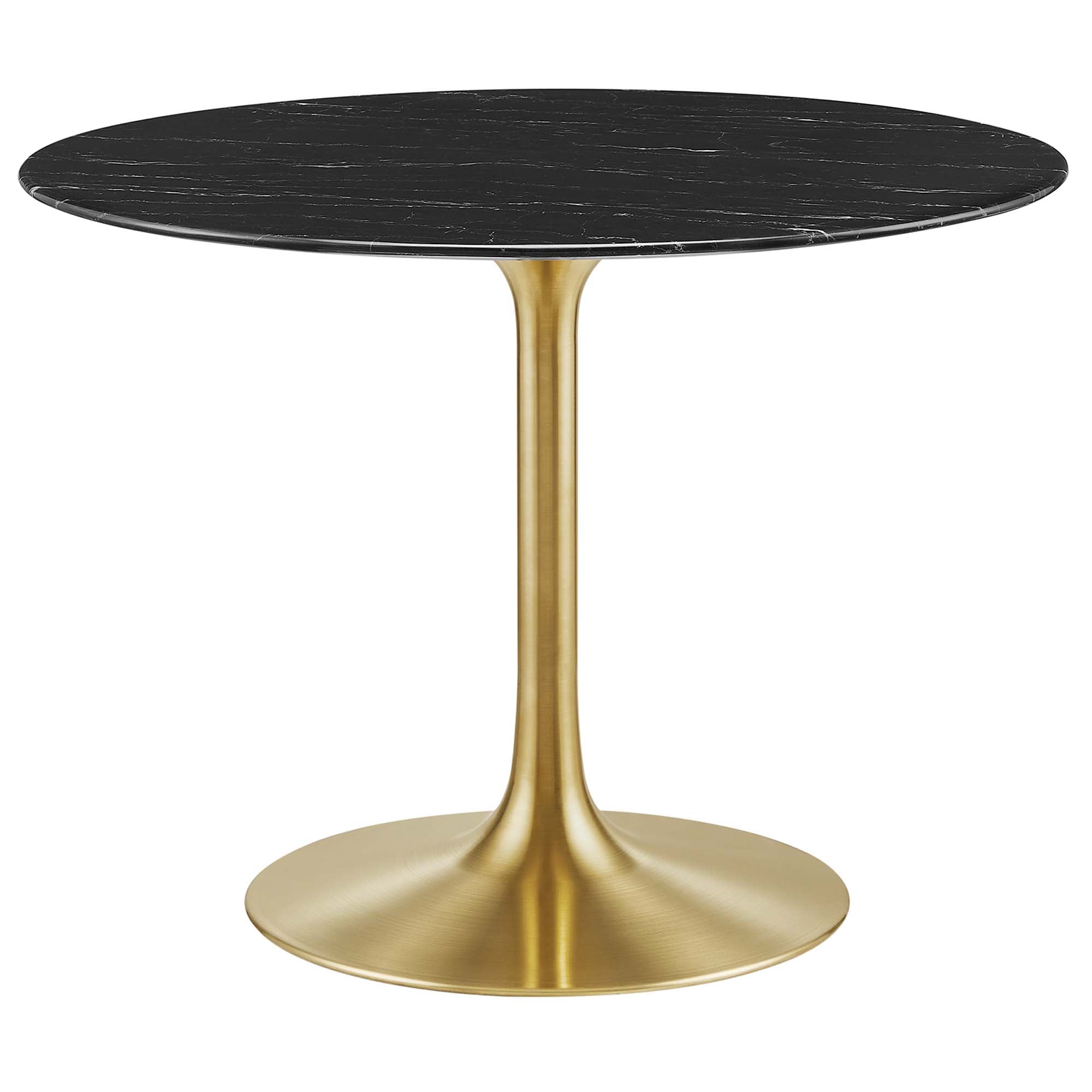 Novara Round Faux Marble Dining Table 40" - Gold Black Denmark Home