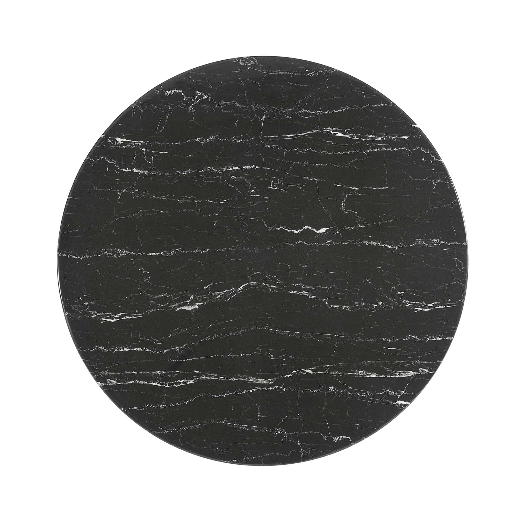 Novara Round Faux Marble Dining Table 40" - Gold Black Denmark Home